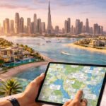 Dubai real estate investment showing skyline, luxury properties, waterfront apartments, and high ROI property areas in Dubai
